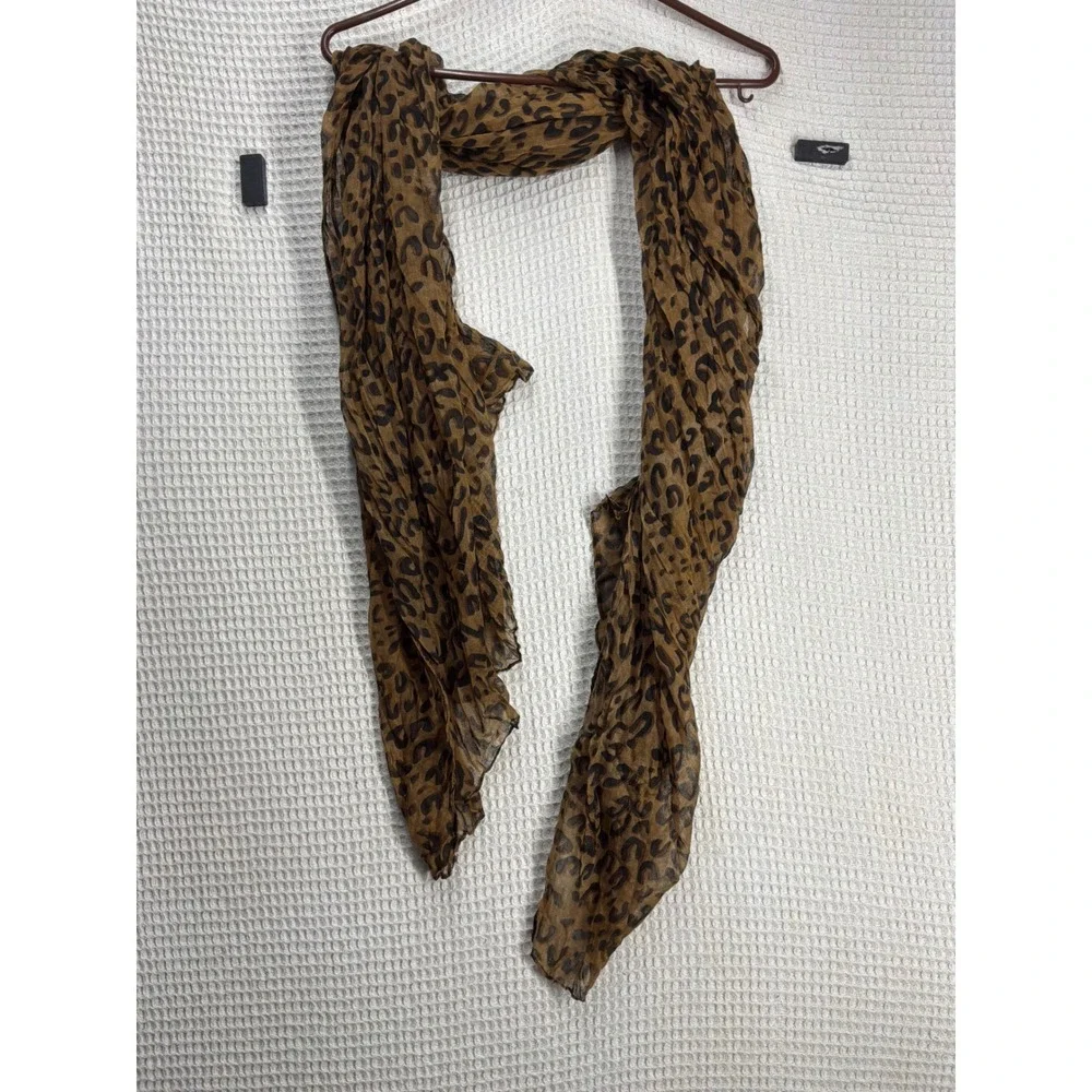 Mob Wife Womens Unbranded Leopard Animal Print Scarf OS Brown Black